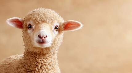 Obraz premium a close up of a baby lamb looking at the camera with a blurred background