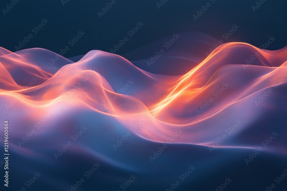 Poster vibrant waves of color flowing in a seamless gradient against a dark background