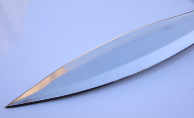Closeup of Dagger Blade Hunting Knife Isolated, White Background