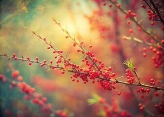 Vintage Abstract Red Sprig Blurred Background Stock Photo