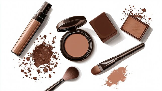 Luxurious Brown and White Cosmetics Chocolate on Wide Angle White Background