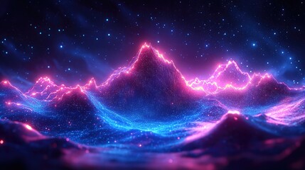 A digital abstract representation of mountainous terrain,