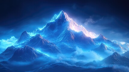 A digital abstract representation of mountainous terrain,