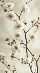Delicate white flowers against a soft beige background for elegant decor ideas