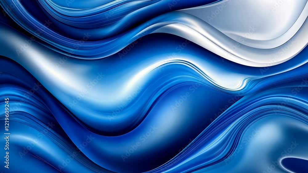 Poster abstract waves of blue and white creating a serene and fluid design suitable for modern art and back