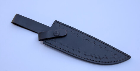 Big Bowie Knife's Black Scabbard, Leather Sheath Isolated
