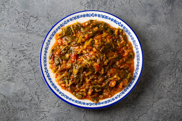 Traditional Turkish cuisine purslane dish (Turkish name; semizotu yemegi)