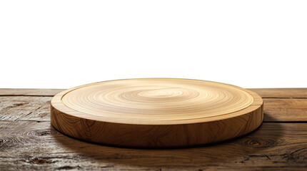 wooden round podium isolated on transparent background