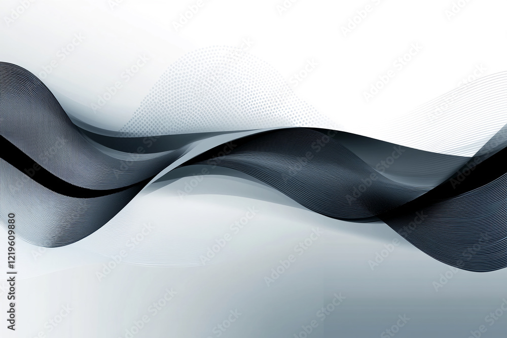 Aufkleber elegant abstract black and white wave design with flowing lines and modern gradient effects