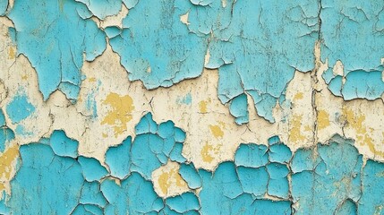 Obraz premium A texture of cracked blue paint on an old wall, showcasing the beauty and age in its peeling effect. 