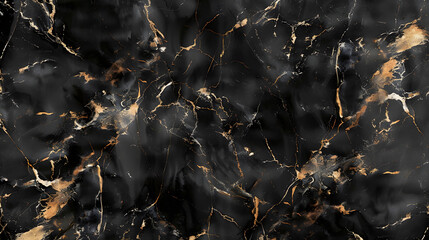 Luxurious black and gold marble texture with subtle metallic veins, generative ai