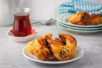 From Turkish cuisine; Moon pie is very delicious. moon pogaca or moon cake - Turkish name; ay coregi or ay pogaca