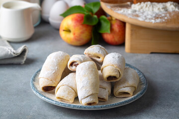 Delicious apple cookies with powdered sugar (Turkish name; elmali kurabiye)