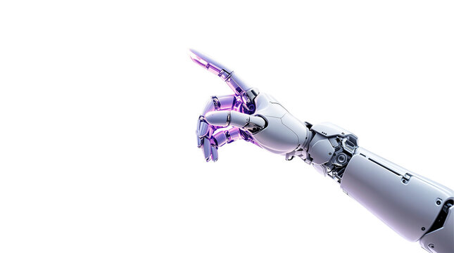 3D rendering robotic hand pointing his finger isolate on transparent background