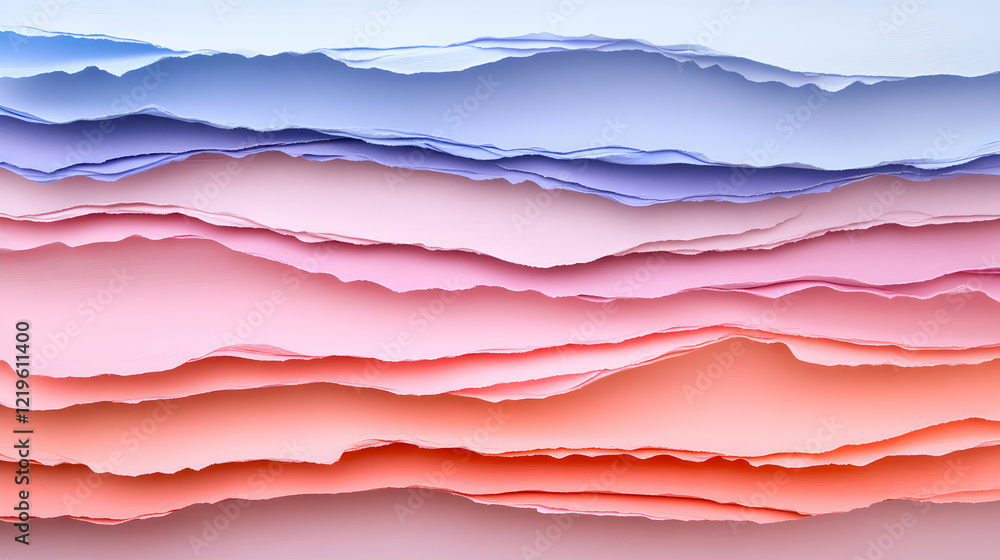 Poster a stunning abstract composition of layered colored paper, creating a visually captivating gradient. 