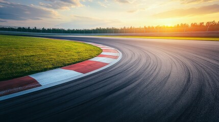 Fototapeta premium Dynamic Sunset Over Racing Track with Natural Lighting