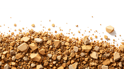 different of stone and gravel grades earth tone on transparent background