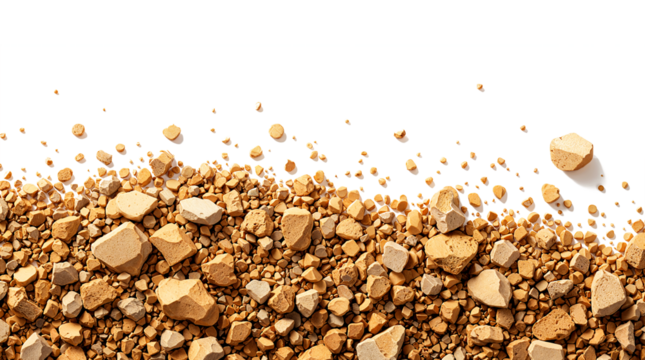 different of stone and gravel grades earth tone on transparent background
