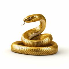 Fototapeta premium A beautifully rendered golden snake with intricate scales and realistic features, poised elegantly