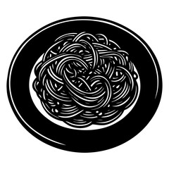 pasta black silhouette vector, Simple silhouette Design vector icon with white background. Food vector