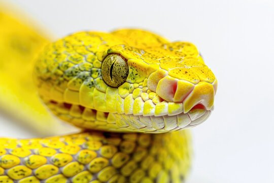 Yellow beautiful snake close up