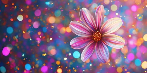 Colorful Flower Blooms Against Sparkling Background