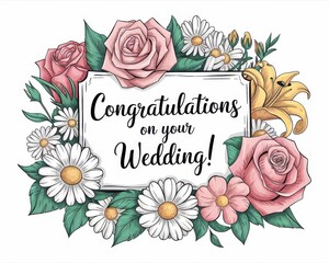 Floral Wedding Congratulations Card Design