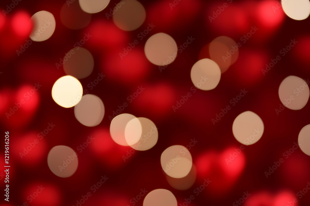 Poster a beautiful abstract backdrop featuring soft bokeh lights in vibrant red hues, perfect for creating 