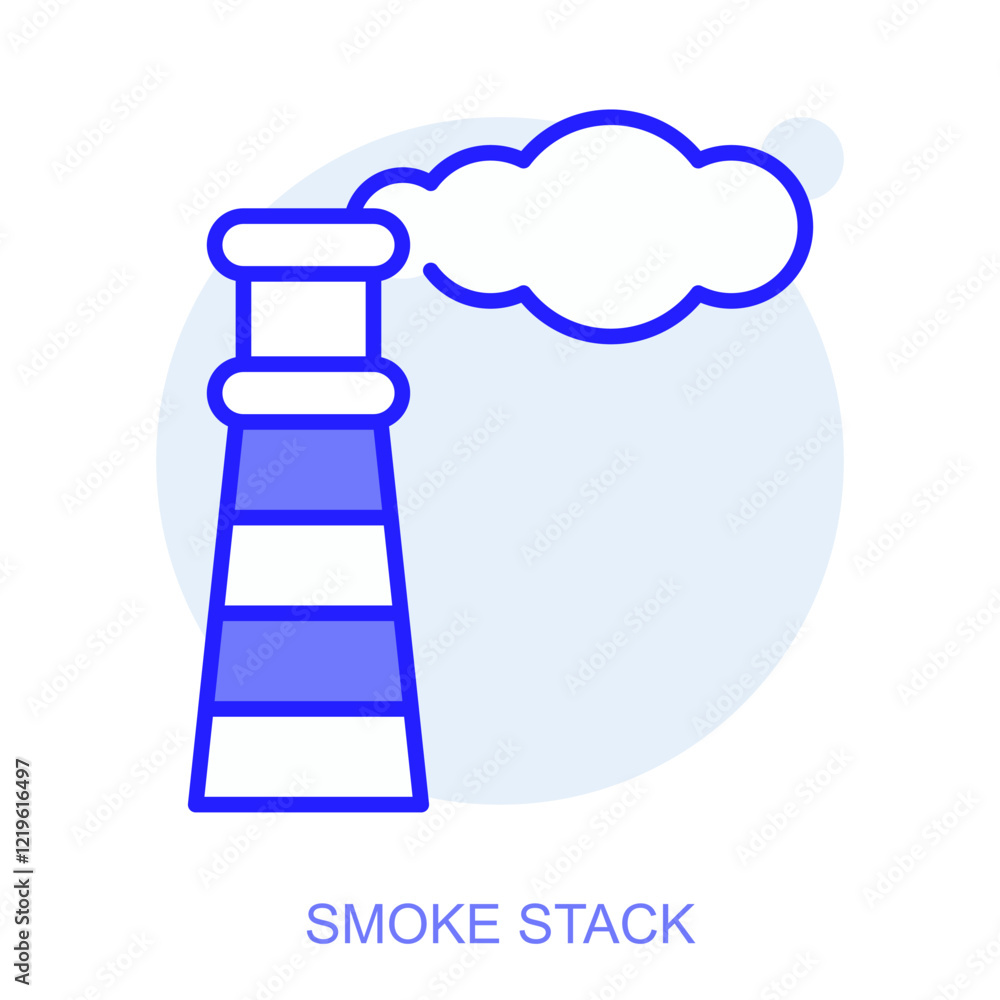 Poster industrial web icon in line style for web and mobile app. symbol of a smoke stack. vector illustrati