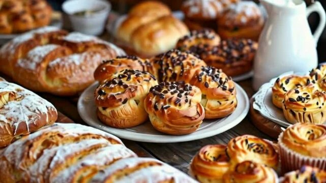 Plate of assorted pastries and baked goods, appealing to those with a sweet tooth.

