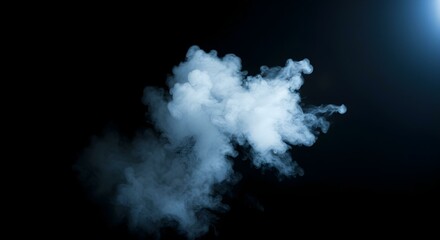 Naklejka premium White cloud isolated on black background ,Textured smoke ,brush effect
