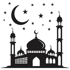  silhouette Ramadan image on white background