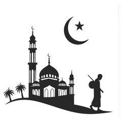  silhouette Ramadan image on white background
