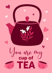 Valentine's greeting card with pair of teacups