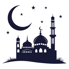  silhouette Ramadan image on white background