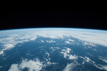 Fototapeta premium Earth Horizon View from Space with Clouds and Ocean Below