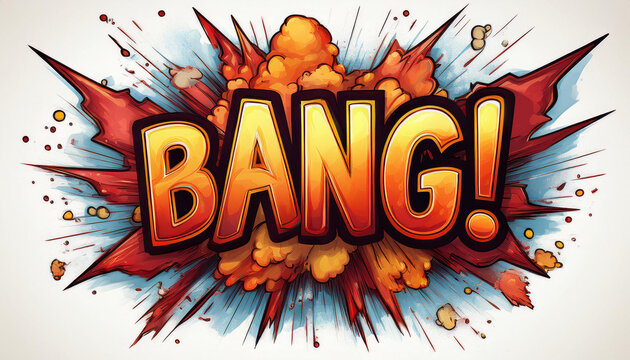 bang comic explosion speech bubble with white background