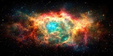 Colorful nebula in outer space with stars and cosmic clouds