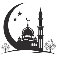  silhouette Ramadan image on white background