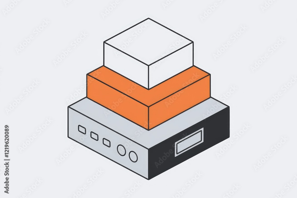 Aufkleber Isometric illustration of a three-layered structure, representing data hierarchy or levels of processing.