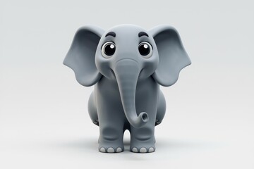 Fototapeta premium Adorable 3D cartoon baby elephant, large ears, big eyes, cute.