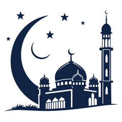  silhouette Ramadan image on white background