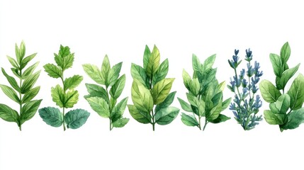 Obraz premium Green herbs, watercolor.