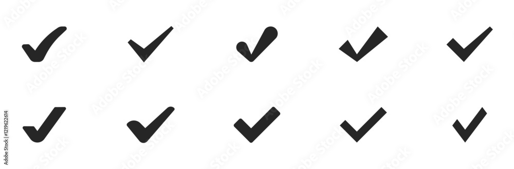 Poster check mark vector icon set. check marks or ticks. checked check box sign. approved symbol. black con