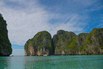 Maya bay with turqoise water in Phi phi islands Krabi Thailand