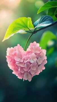 Pink hydrangea in heart shape. Valentine's Day