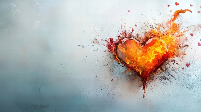 A flamy heart symbolizing intense love and passion for the Valentine's Day celebration.