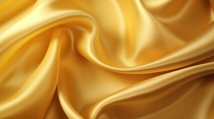 Obraz premium Golden Silk Fabric Texture Close-Up, Luxurious Yellow Silk Waves, Abstract Soft Textile Background