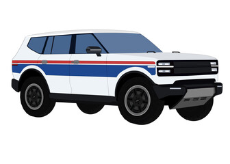 SUV elevtric vehicle with stripes 