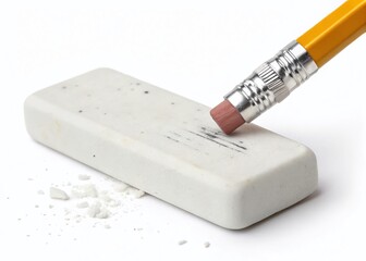 Obraz premium White Eraser Rubber, Long Exposure Photography, Isolated on White Background, Clipping Path Included